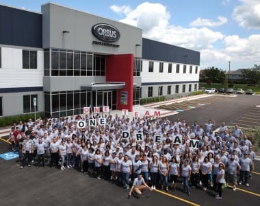 The Orbus team outside their new Illinois facility.