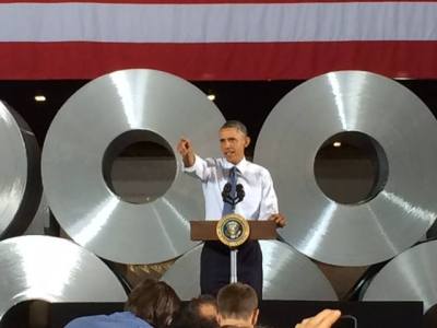 President Obama takes part in Manufacturing Day. 