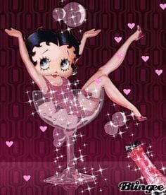 betty boop in pink champagne glass