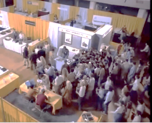 From the movie, “Pirates of Silicon Valley”. Apple at the 1977 West Coast Computer Faire. 