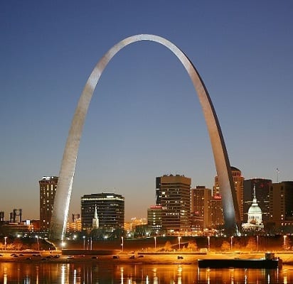St. Louis Arch with city