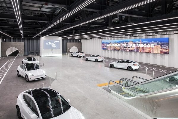LVCC Tesla tunnel and cars 