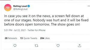 twitter post on video wall collapse